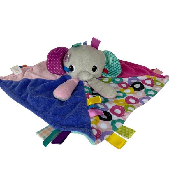 Bright Starts Taggies Elephant Plush Lovey Security Blanket Soft Baby Soother - Picture 2 of 8